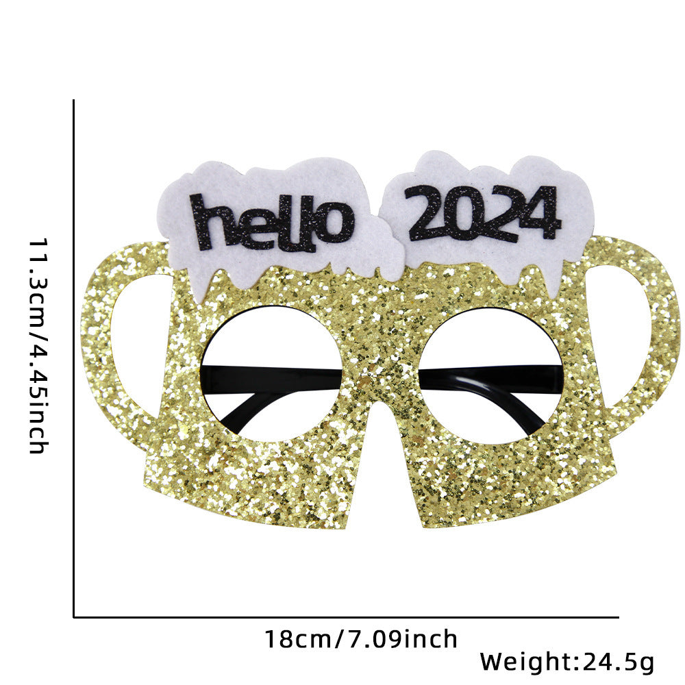 2024 New Year Party Funny Holiday Decorative Glasses Photo Props Glasses Frame